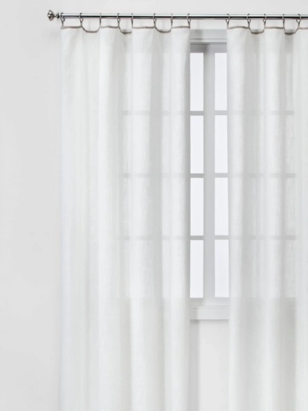 NEW Threshold 84” Sheer White/Light Brown Contrast Edge Window Curtain Panel